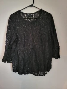 Top de encaje negro XL Liz Clairborne Career - Imagen 1 de 10