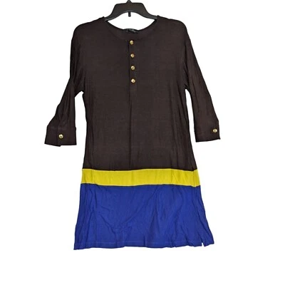 Vestido túnica Colorblock con botones dorados de T-Bags Los Angeles - Talla M Foto 1 de 4