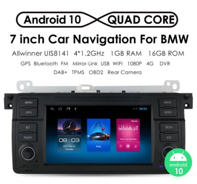 7 inch Android 10 Car Navigation Radio for BMW E46 M3 320i 325i GPS Stereo 1+16G - Image 1 of 4