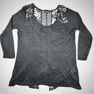 Jenora Shirt Women Small Black Lacy Knit Back Witch Fairy Core Jeans by Buffalo - Picture 1 of 12