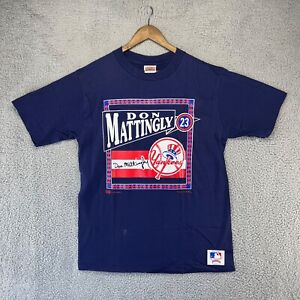 Vintage Nutmeg New York Yankees Shirt Mens Large Blue Graphic Don Mattingly NEW