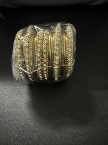 Bollywood Statement Kundan Bangles Set | Gold Metal Bangle Jewelry - Picture 1 of 4