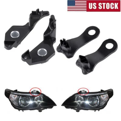 4PC Pair LH + RH Headlight Brackets For BMW E60 E61 528i 530i 535i 545i 2004-10 - Image 1 of 4