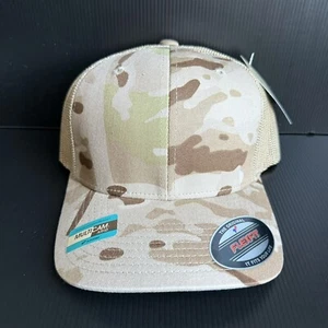 NWT Flexfit 6511 Trucker Mesh Arid Tan Camo Blank Flex Fit Baseball Hat Cap - Picture 1 of 7