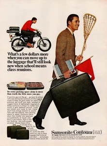 1966 Samsonite Contoura Gepäck Motorrad Lacrosse Vintage ganzseitige Druckanzeige 8 x 11 Zoll - Bild 1 von 5