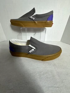 VANS “Off the Wall” Unisex Grey/Purple Slip On Sneakers 7M 8.5W NWOT - Picture 1 of 8