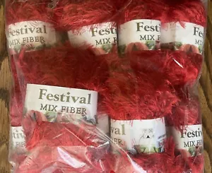 10 Knäuel Beutel Festival Mix Faser Wimperngarn Farbe rot wie Fun Fell je 50 gr - Bild 1 von 3