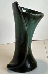 "Florero de cerámica artesanal McMaster verde negro esmalte por goteo vintage Redware Canadá 1960 7""" - Imagen 1 de 11