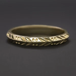 ALIANZA DE BODA ESTILO VINTAGE GRABADA ORO AMARILLO 14k anillo apilable flor de naranja - Imagen 1 de 1