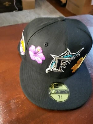 Florida Marlins New Era 59FIFTY Black World Series Hat Cap 7 5/8 - Image 1 of 4