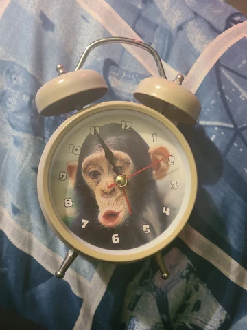 Vintage Retro Metal Twin Bells Novelty Monkey Alarm Clock Missing Back Pictured Cover