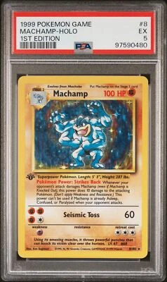 1999 POKEMON GAME #8 MACHAMP ORIGINAL BASE SET 1ST EDITION HOLO PSA 5 WOTC - Image 1 of 2
