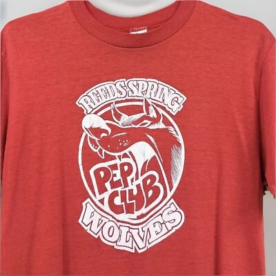 Vtg Reeds Spring Wolves Pep Band T Shirt Red Soft Missouri High School - Image 1 of 4