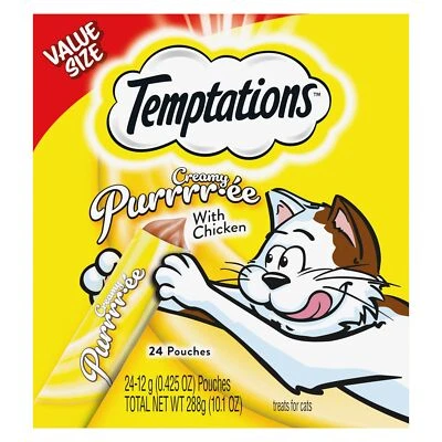Temptations Puré Cremoso Pollo Gato Húmedo Golosinas 24 Unidades Snack Exprimible Foto 1 de 4