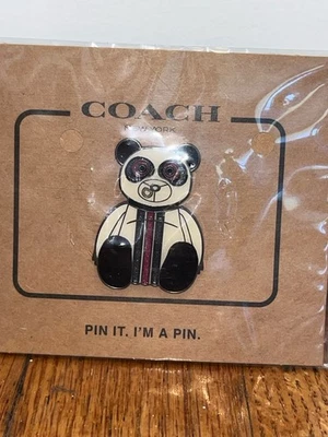 Coach: Collectible Rocky Panda Bear Pin White Black Enamel Very Rare! NEW - Image 1 of 4