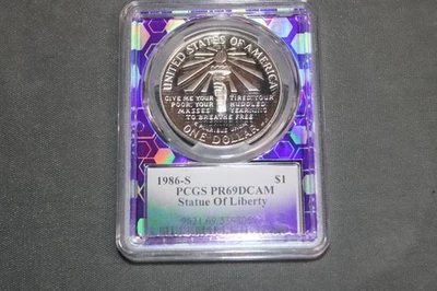 1986-S Statue of Liberty Commemorative Silver Dollar PR69DCAM PCGS - Image 1 of 2