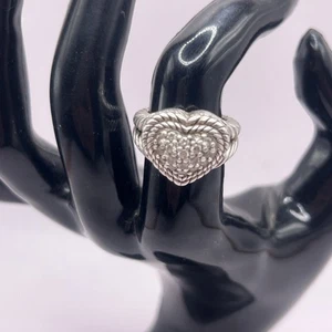 Judith Ripka Sterling Silver Diamonique CZ Heart Shaped Split Shank Ring Sz 6 - Picture 1 of 9