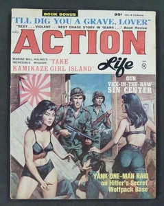 Vintage August 1964 Action Life Magazine Men's Aventure Pulp Raid Hitler Base - Picture 1 of 2