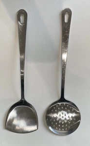 Stainless Steel WOK Cooking Tools Set ~ Skimmer / Strainer and Spatula 13.5" - Picture 1 of 6