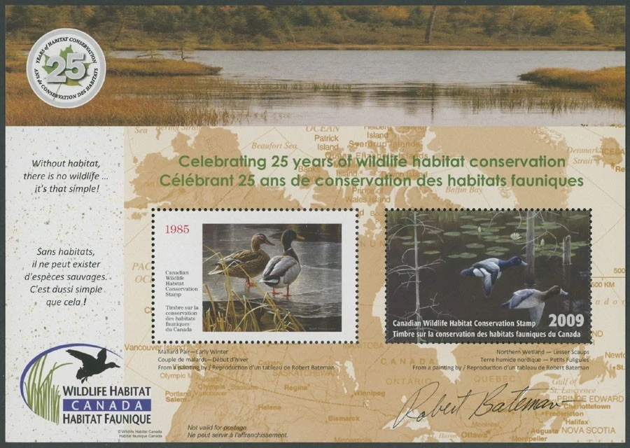 2009 CANADA 25TH ANN. OF WILDLIFE HABITAT CONSERVATION, M.S. OF 2, VD.#FWH26 - Image 1 of 1