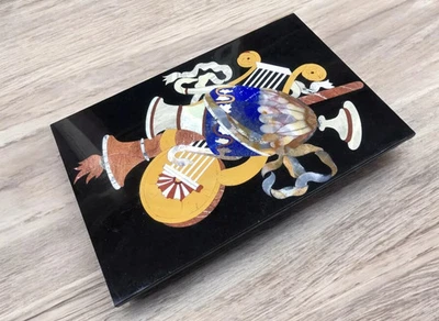 24" x 18" Marble with Semi precious stone Lapis Art Work Coffee Tabletop - Image 1 of 4