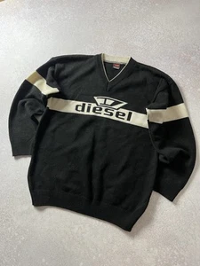 Vintage DIESEL V-Neck Sweater Men's Big Logo Size XL - Picture 1 of 7