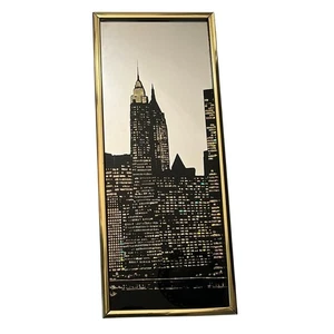 New York City Manhattan Skyline EGLOMISE Spiegel Mid Century Modern Wandbild - Bild 1 von 8