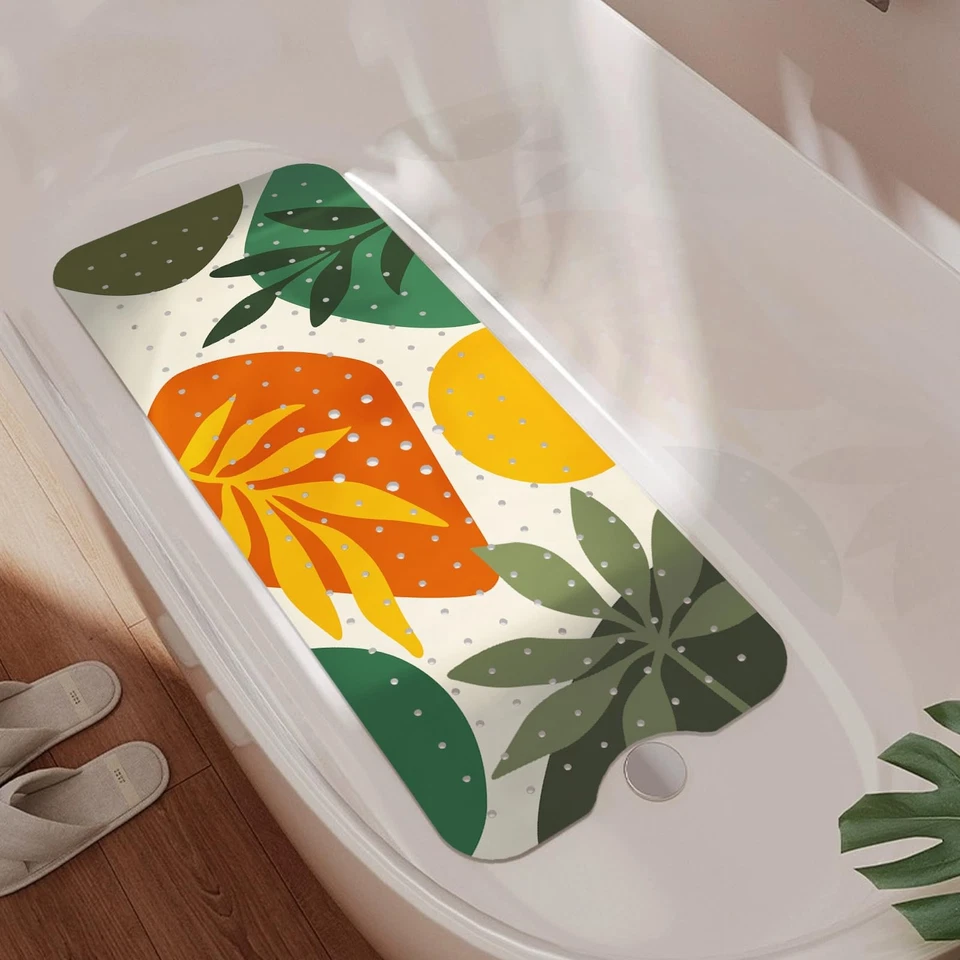 Alfombra de bañera antideslizante, alfombra de baño bohemia para bañera, alfombra de bañera extra larga ducha... Foto 1 de 4
