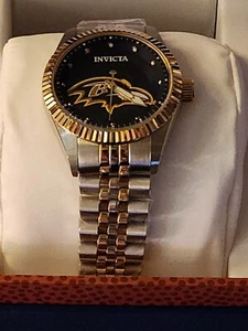 BALTIMORE RAVENS INVICTA WOMEN"S WATCH 36MM STEEL/GOLD BRAND NEW IN BOX! - Picture 1 of 6
