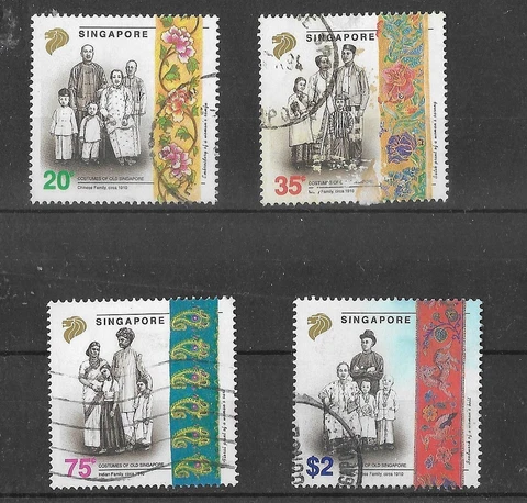 Singapore 1992, costumes of 1910 complete set used (S872) Cover