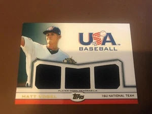2011 TOPPS TEAM USA GOLD TRIPLE JERSEY RELIC MATT VOGEL # 8/10 - Picture 1 of 2