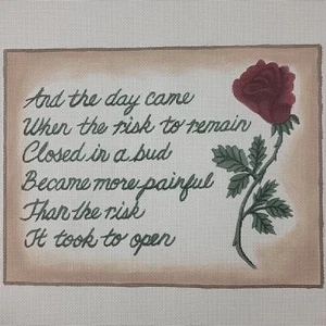 Handpainted Needlepoint Canvas Bravery Floral Sampler Aimee Inspirational HP - Picture 1 of 3