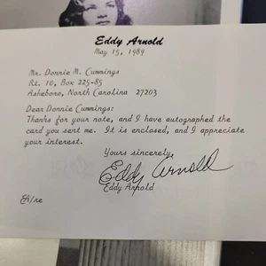 Eddy Arnold Autogrammbrief, Sänger - Bild 1 von 1