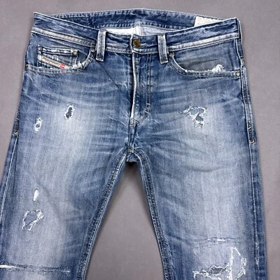 Diesel Jeans Mens 33x36 Blue Thavar Faded Destroyed Thrashed 008B9 (Tag30x34) - Image 1 of 4