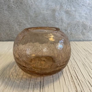 Crackle Glass Vase Pale Pink in Color 3.5 x 4.5 - Picture 1 of 4