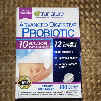 Probiótico Digestivo Trunature Advanced, 100 Cápsulas, Novo, Expira em 26/04 - Imagem 1 de 2