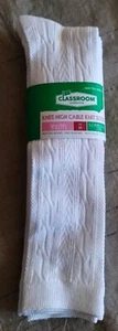 3-pack of White Knee Hi Cable Knit Socks by Classroom Uniforms NEW Youth Medium - Picture 1 of 5