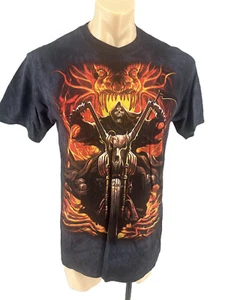 The Mountain Skull Grim Rider Fire Baumwolle Herren dunkelgrau Halloween T-Shirt M - Bild 1 von 11