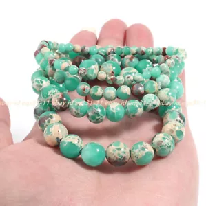 Natural 4/6/8/10mm Multicolor Shoushan Jasper Gemstone Round Bead Bracelet 7.5in - Picture 1 of 12