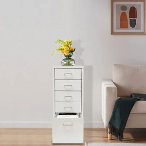 5-layer White Modern Storage Cabinet Movable File Cabinet Drawer Type Cabinet - Picture 1 of 13