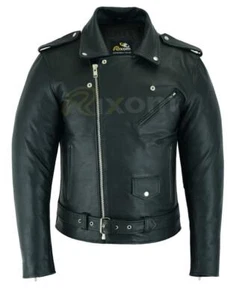 Chaqueta de cuero para hombre Biker Brando con inserciones protectoras para motociclistas - Imagen 1 de 6