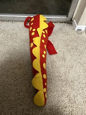 red & yellow Dragon Dinosaur Tail Plush Novelty 24” Tail Halloween Costume New - Image 1 of 3