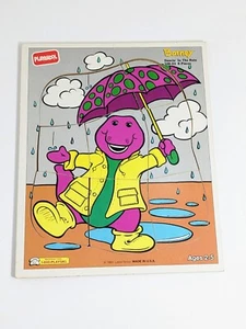 Vintage Playskool Barney Dancing in the Rain Dancin' Wooden Puzzle 1993 A - Picture 1 of 5