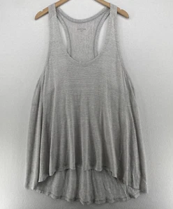 EILEEN FISHER Tank Top XL Linen Jersey Tunic Striped Scoop Neck Racerback Gray - Picture 1 of 10