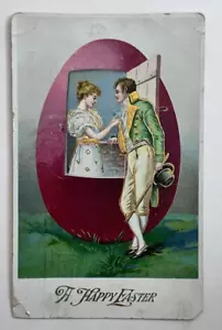 Cartolina Auguri di Pasqua 1923, Coppia di Corteggi, Vintage da Collezione - Foto 1 di 2