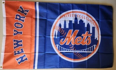 New York  Mets MLB Baseball Flag 3x5 Ft W/ Grommets  - Image 1 of 2