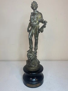 French Spelter Le Travail 11.75 inch Tall Metal Statue on Wood Base - Picture 1 of 18