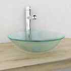 Glass Counter Top Basin Tempered Bathroom Sink Round Wash Bowl 42cm