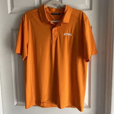 Polo mediano Stihl Cutter & Buck naranja manga corta cuello botón elástico golf Foto 1 de 4