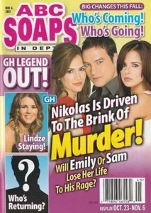 ABC Soaps In Depth Nov 6, 2007 TYLER CHRISTOPHER-KELLY MONACO-MEGAN WARD-FUMERO - Picture 1 of 1